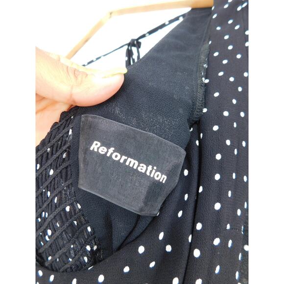 Reformation Women's Selene Black & White Polka Dots Bradshaw Mini Dress Size 4 - Picture 5 of 7